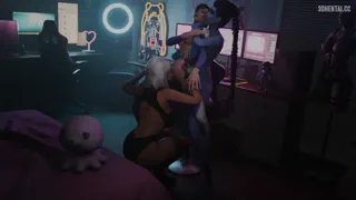 Overwatch Lesbian Animation - D.Va Enjoying Choking and Pussy Licking [Baronstrap]