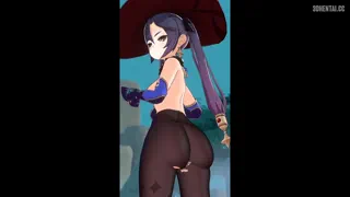 Genshin Impact Mona showing off her nice ass in her ripped leggings [Thunder_God_97]
