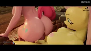 Fluttershy X Pinkie Pie reverse cowgirl [u/MichaelManley]
