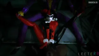 Joker spreads Harley Quinn's legs open for BBC Justice League Nsfw